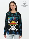 Лонгслив женский. Хлопок / ONE PIECE / ВАН ПИС / ИЕРОГЛИФ