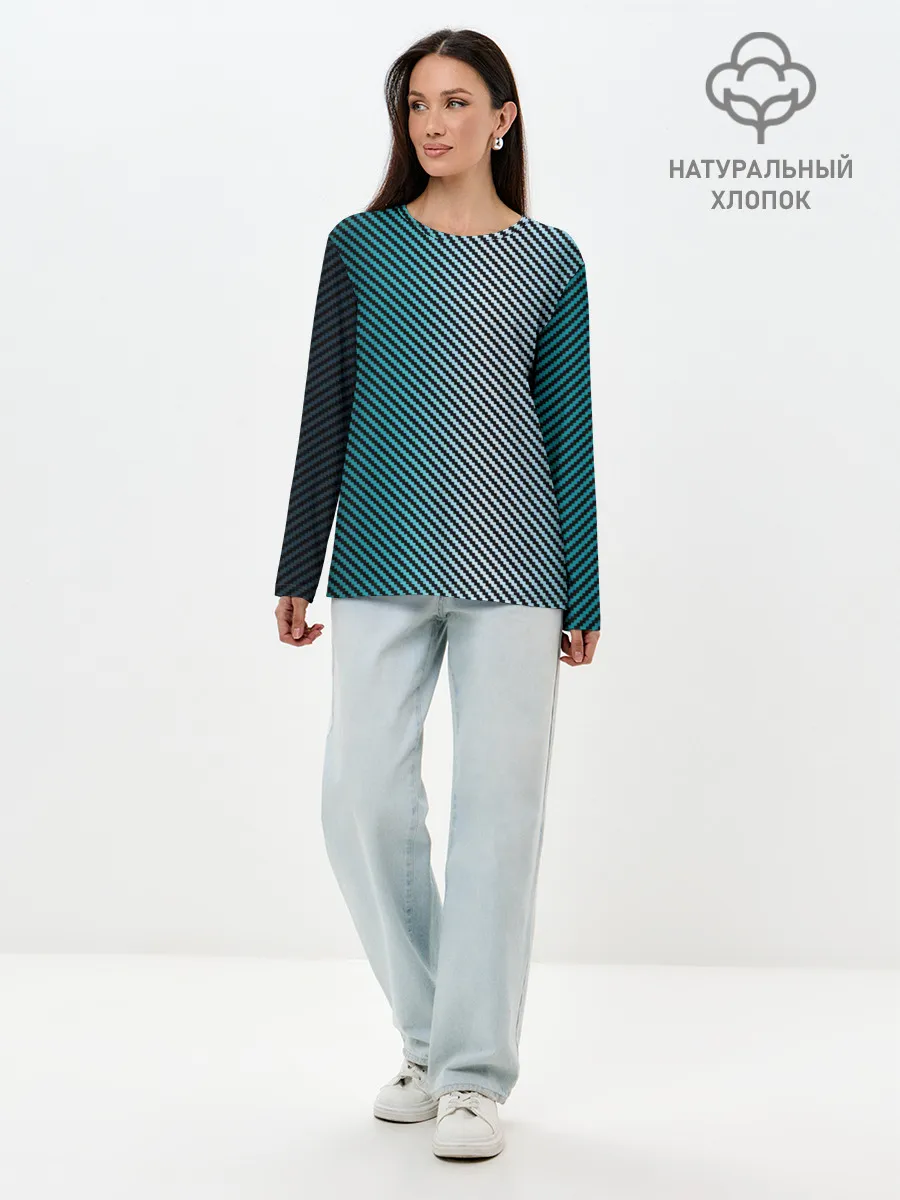 Лонгслив женский. Хлопок / Carbon Blue