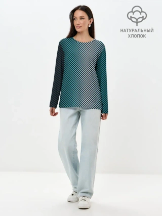 Лонгслив женский. Хлопок / Carbon Blue