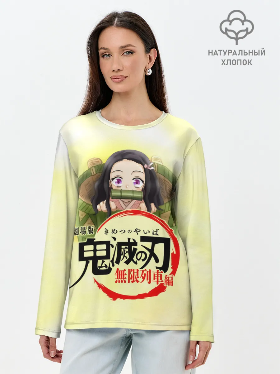 Лонгслив женский. Хлопок / Незуко Камадо Kimetsu no Yaiba