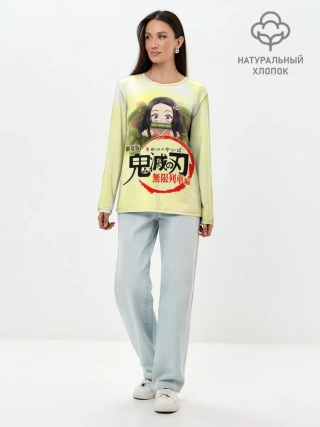 Лонгслив женский. Хлопок / Незуко Камадо Kimetsu no Yaiba