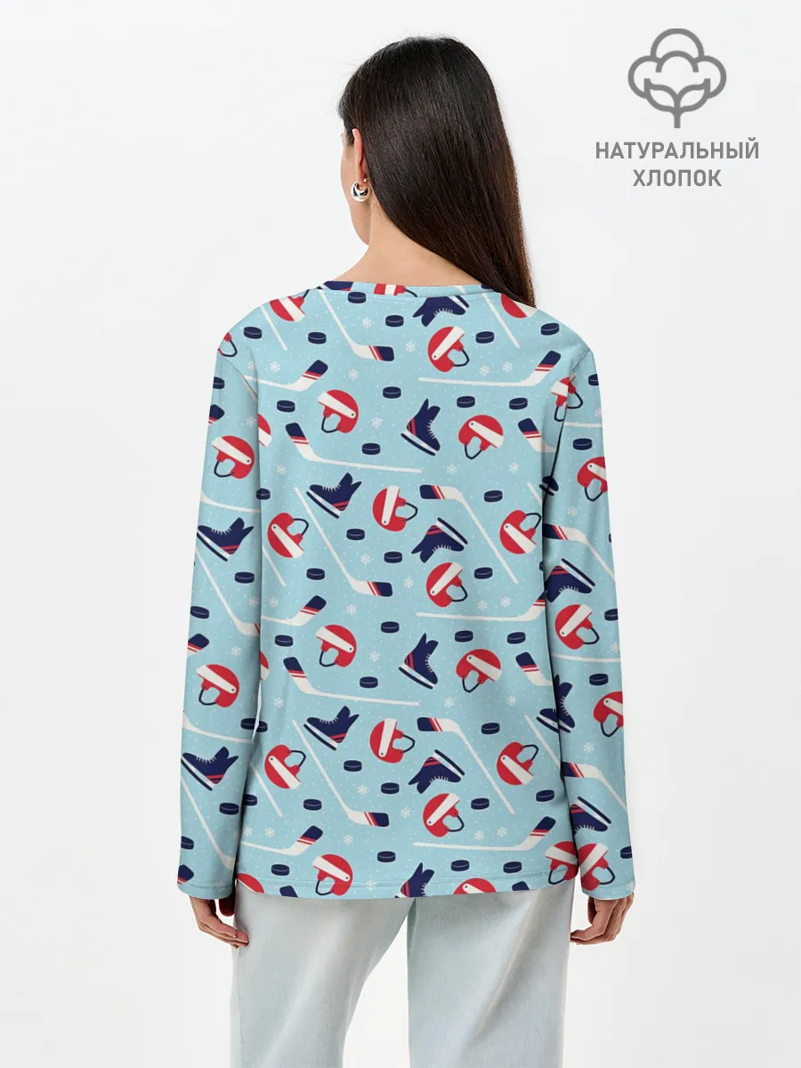 Лонгслив женский. Хлопок / Hockey Pattern