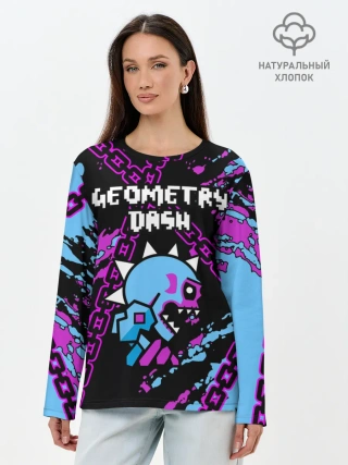 Лонгслив женский. Хлопок / Geometry Dash