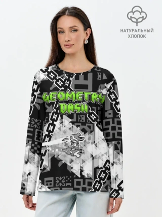 Лонгслив женский. Хлопок / Geometry Dash