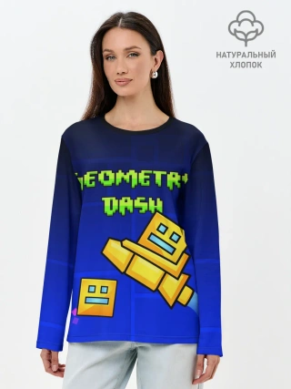 Лонгслив женский. Хлопок / GEOMETRY DASH / ГЕОМЕТРИ ДАШ