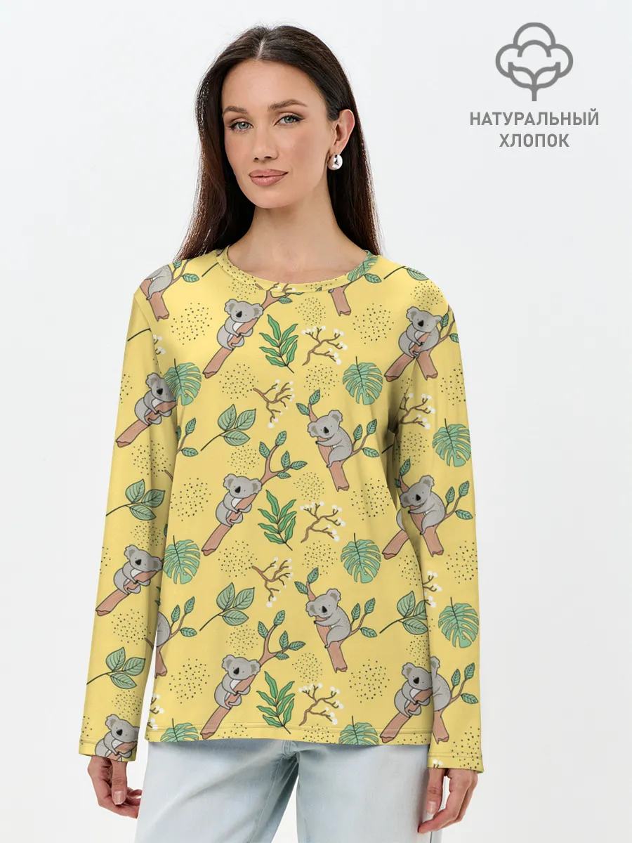 Лонгслив женский. Хлопок / Sweet koalas