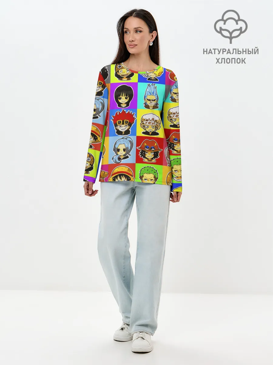 Лонгслив женский. Хлопок / ONE PIECE / ВАН ПИС / УЗОР