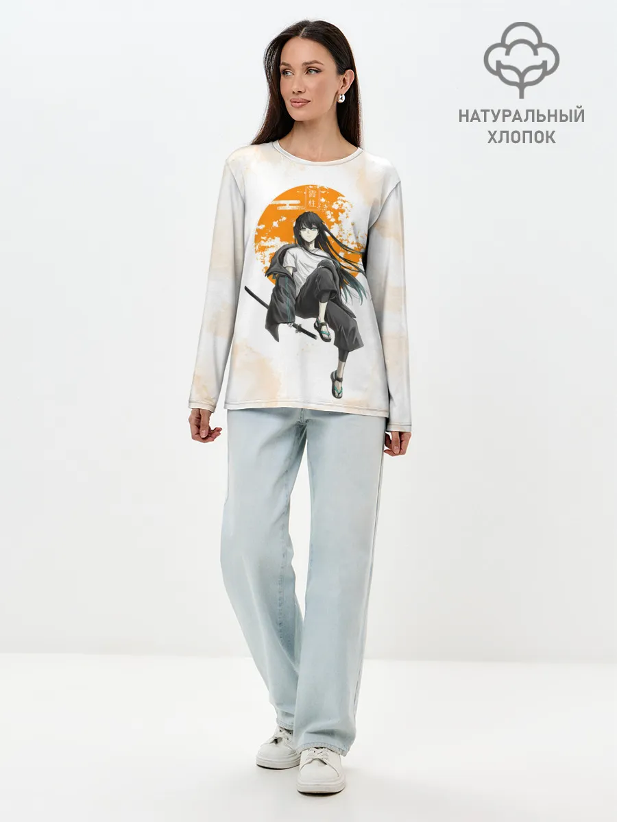 Лонгслив женский. Хлопок / Муичиро Токито Kimetsu no Yaiba