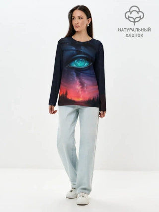 Лонгслив женский. Хлопок / Глаза в небе