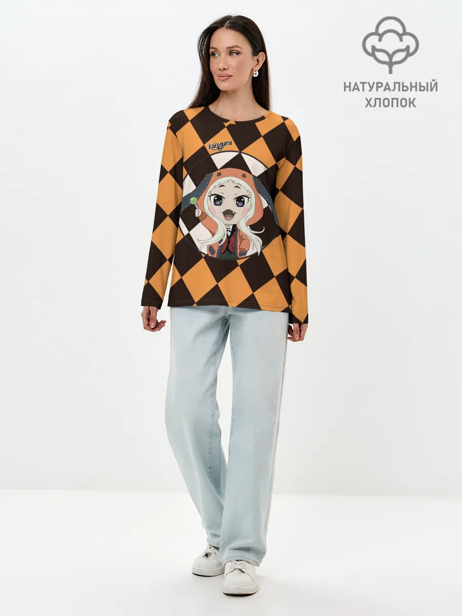 Лонгслив женский. Хлопок / Руна Безумный азарт | Kakegurui