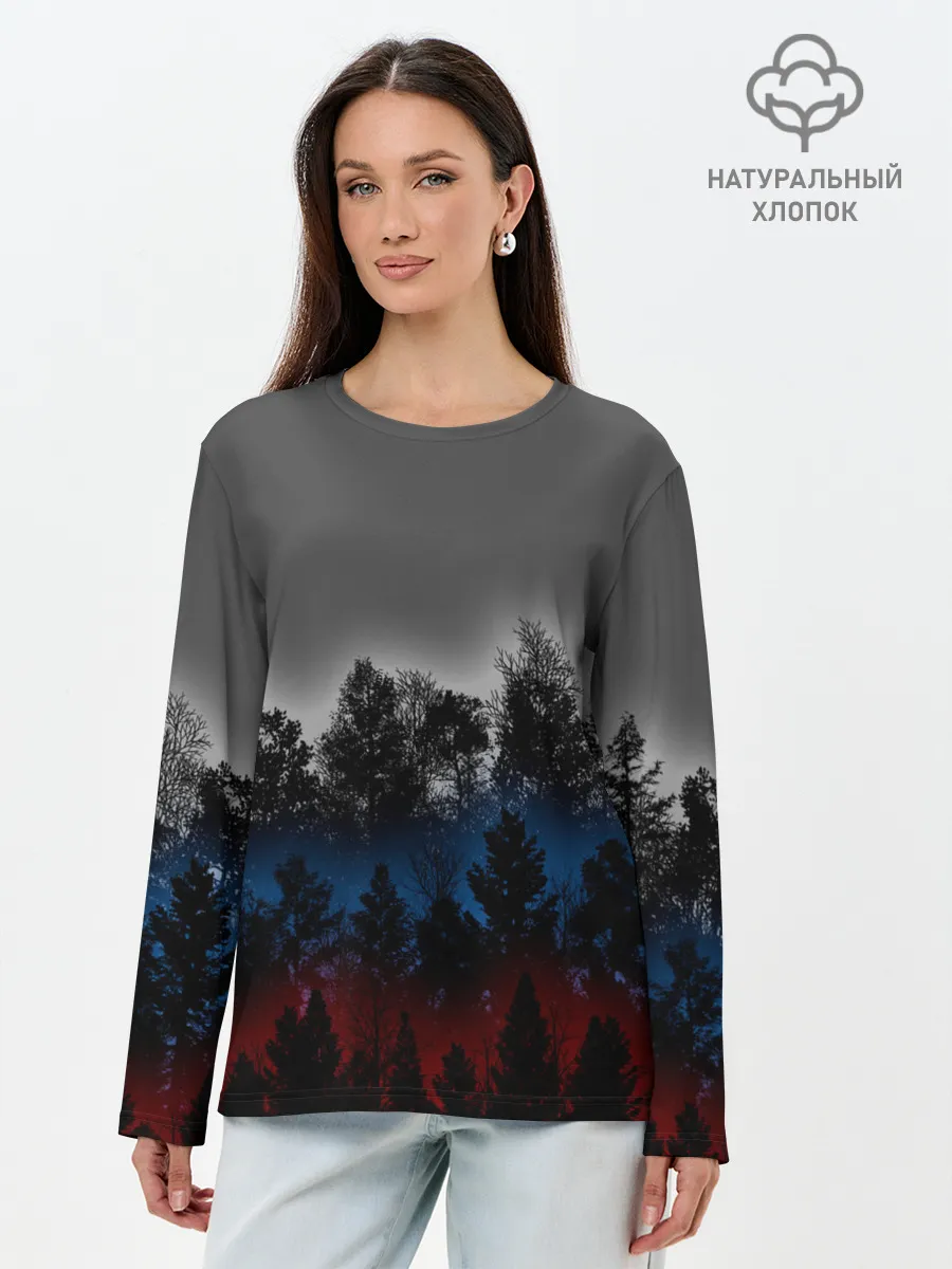 Лонгслив женский. Хлопок / Флаг из леса