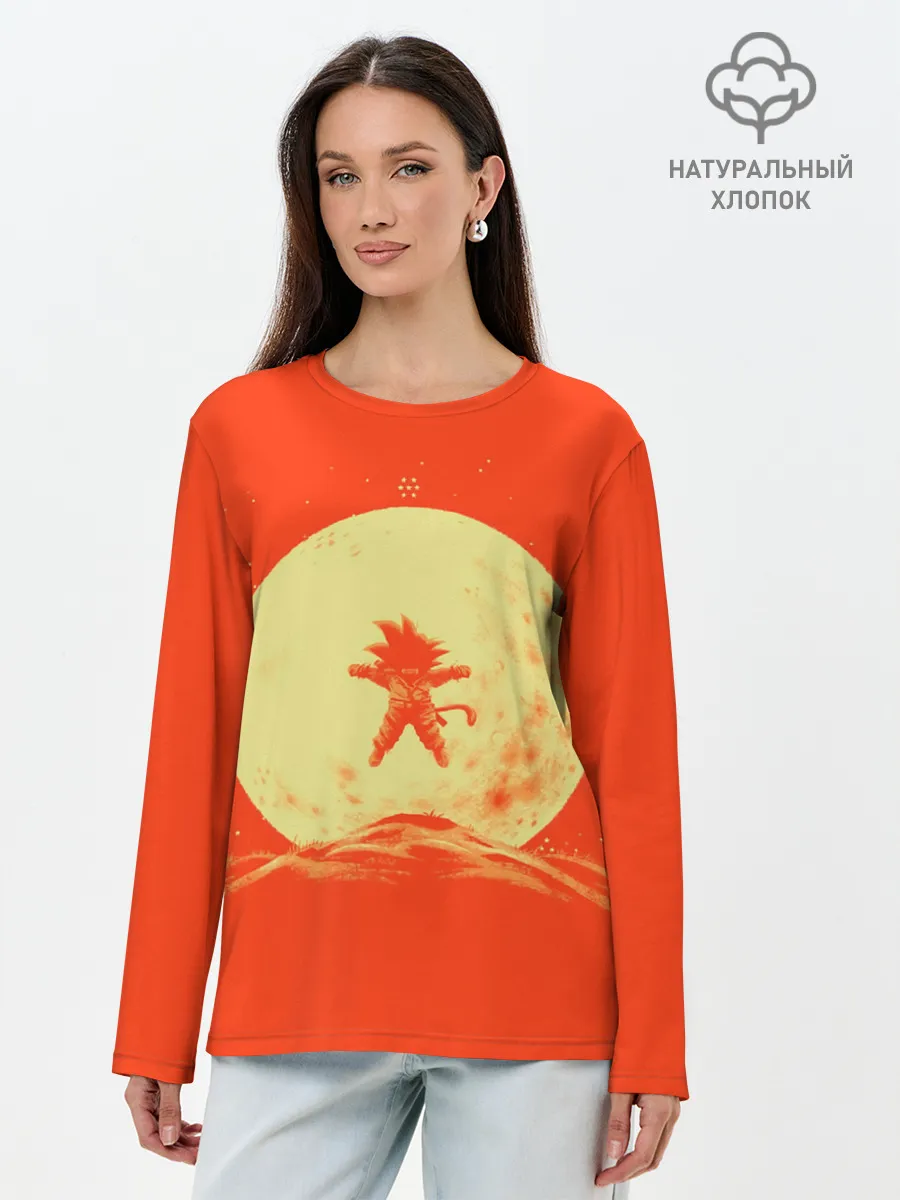 Лонгслив женский. Хлопок / Гоку и луна