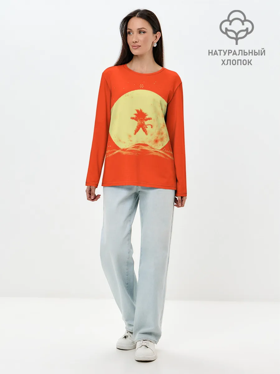 Лонгслив женский. Хлопок / Гоку и луна