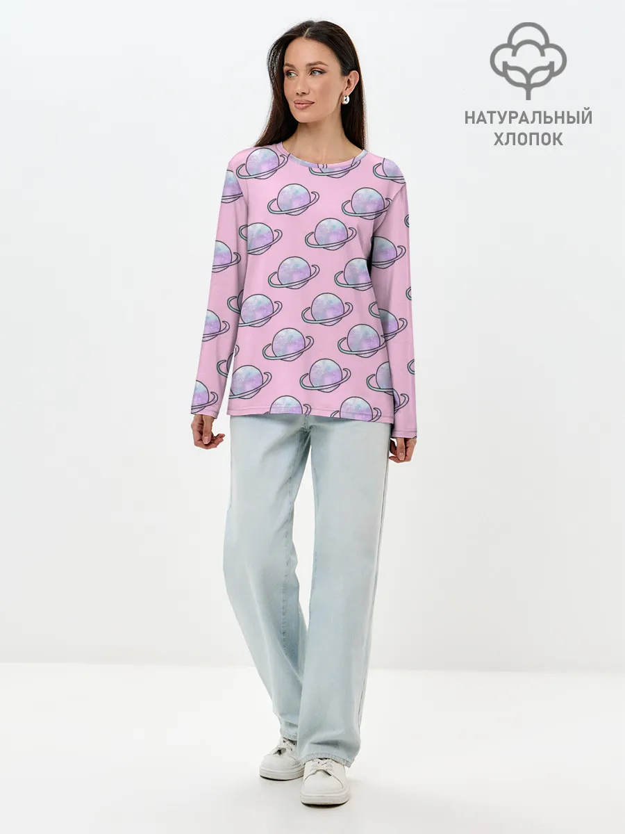 Лонгслив женский. Хлопок / Сатурн