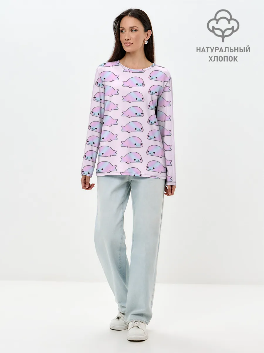 Лонгслив женский. Хлопок / Нерпы