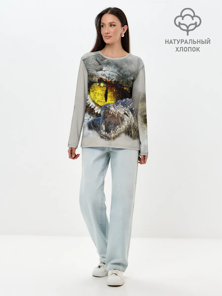 Лонгслив женский. Хлопок / Глаз крокодила