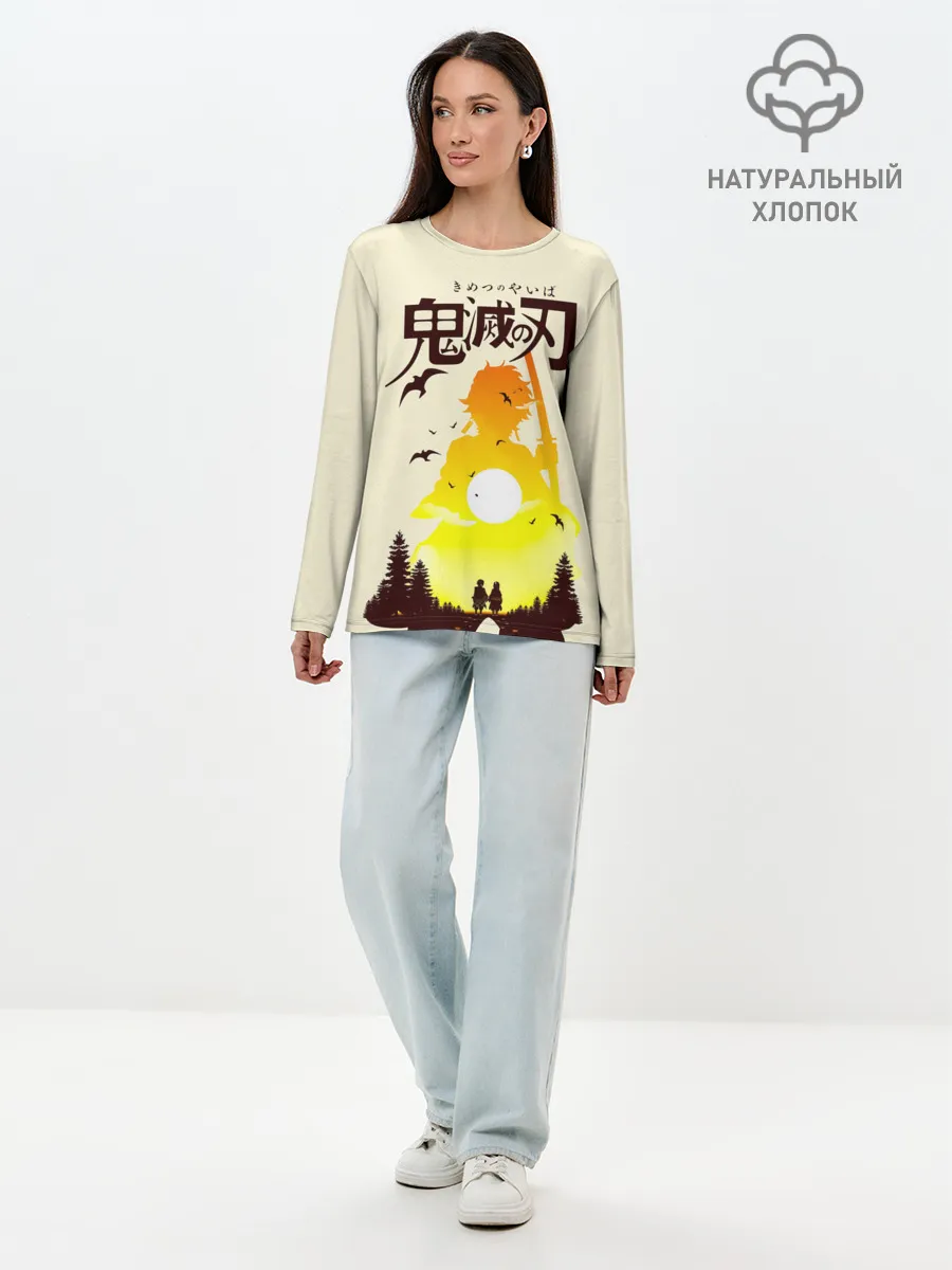 Лонгслив женский. Хлопок / Танджиро и Незуко Камадо | Kimetsu no Yaiba