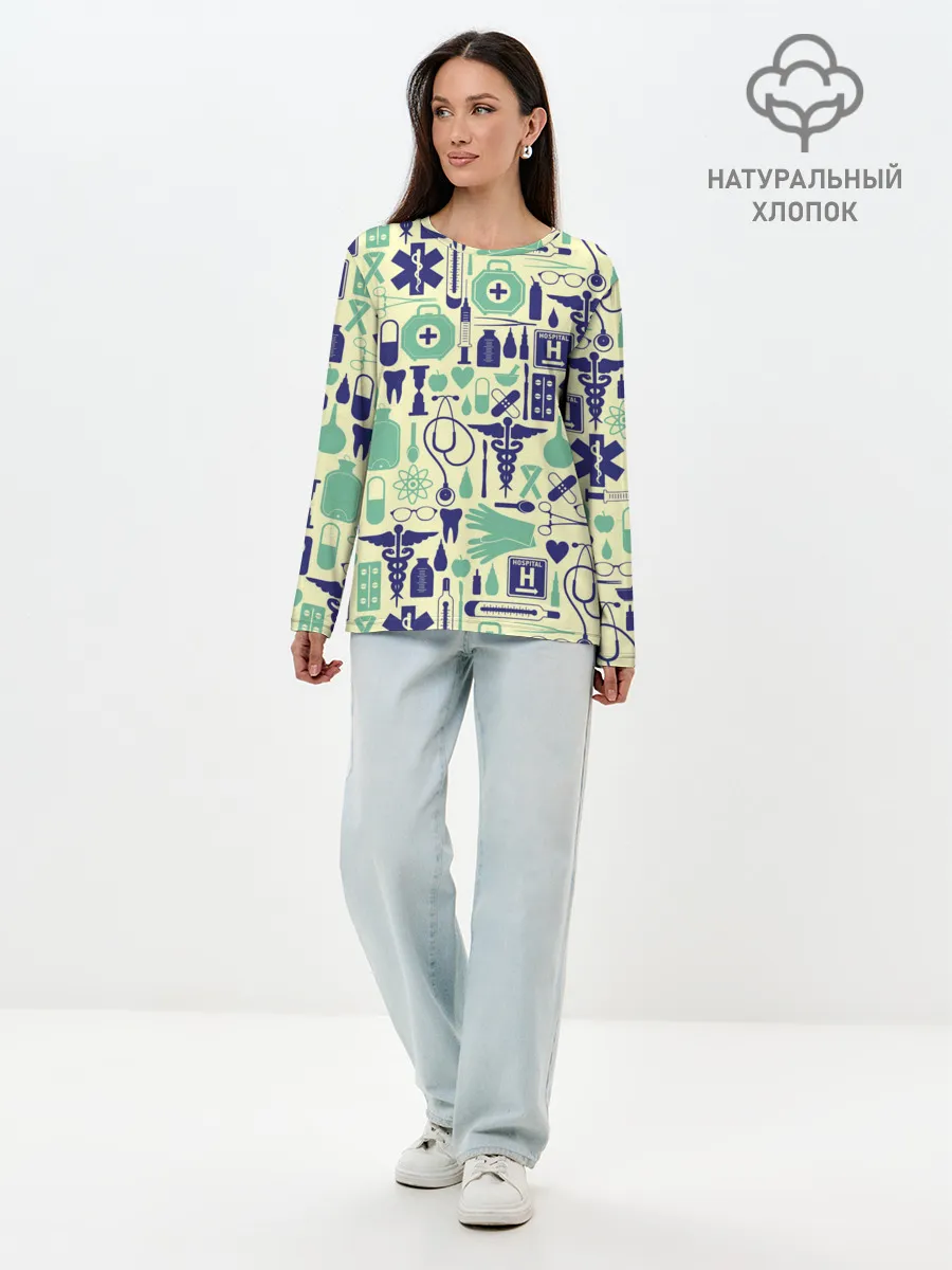 Лонгслив женский. Хлопок / Медицина | Паттерн