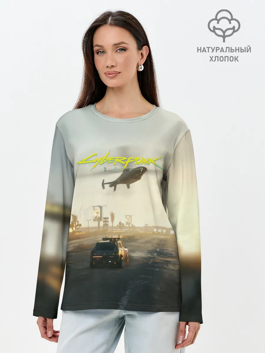 Лонгслив женский. Хлопок / CYBERPUNK 2077 | КИБЕРПАНК