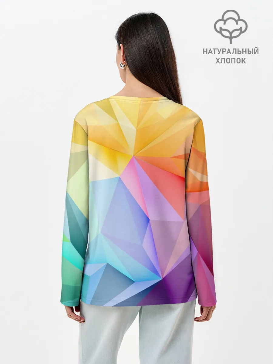 Лонгслив женский. Хлопок / Радужная геометрия