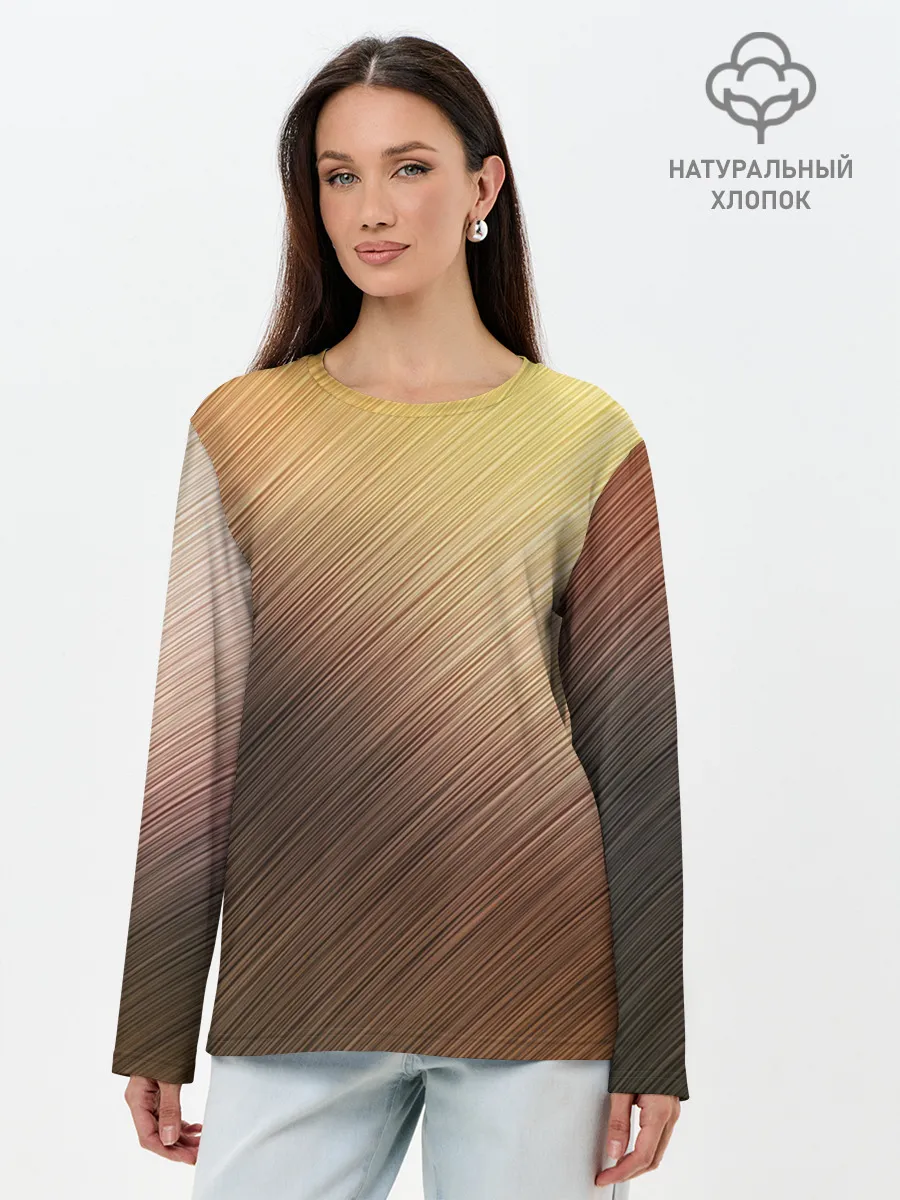 Лонгслив женский. Хлопок / Texture. Sun Glare