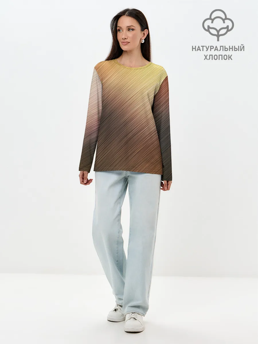 Лонгслив женский. Хлопок / Texture. Sun Glare