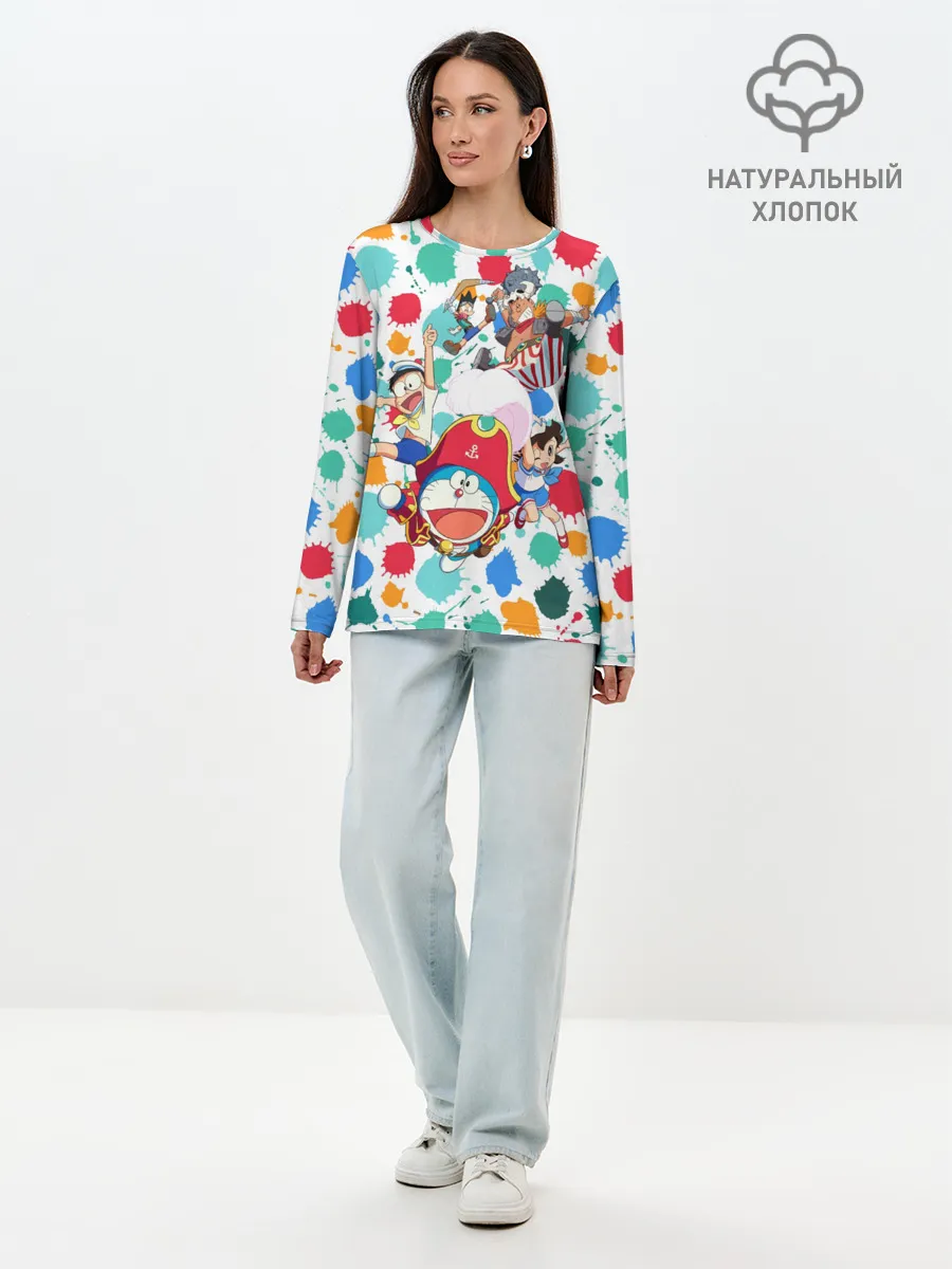 Лонгслив женский. Хлопок / Дораэмон и компания