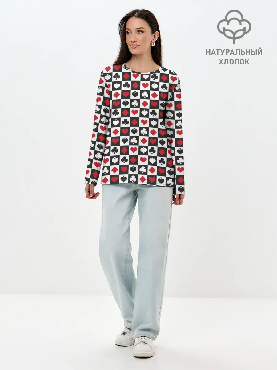 Лонгслив женский. Хлопок / SODA LUV | КАРТОЧНЫЕ МАСТИ