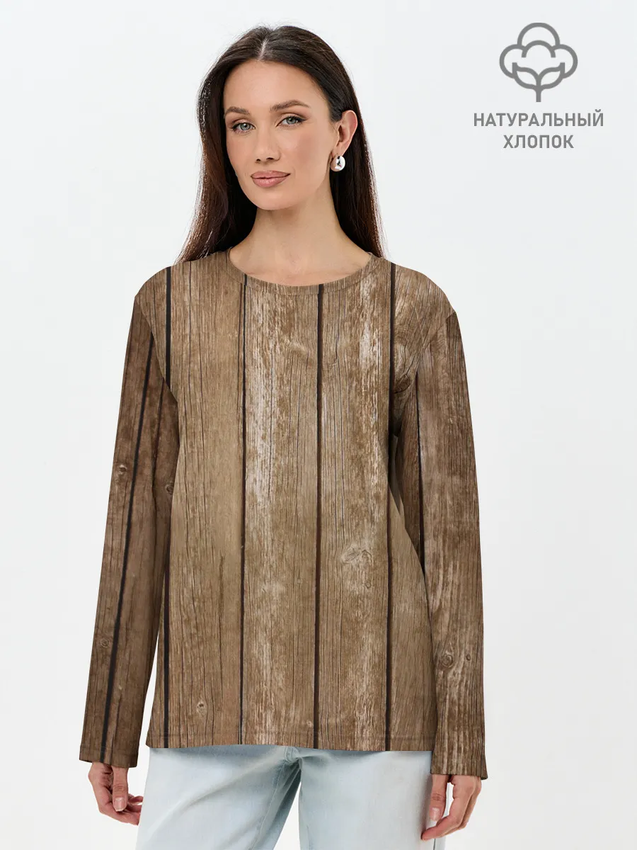 Лонгслив женский. Хлопок / Texture. Wood