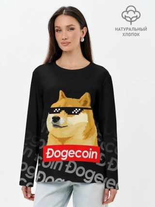 Лонгслив женский. Хлопок / DOGECOIN / DOGE / ДОГИКОИН
