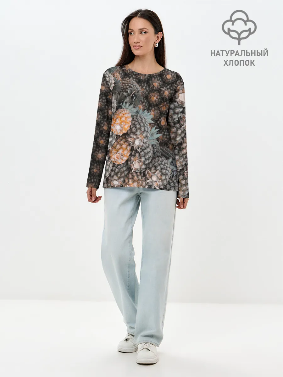 Лонгслив женский. Хлопок / Спелые ананасы