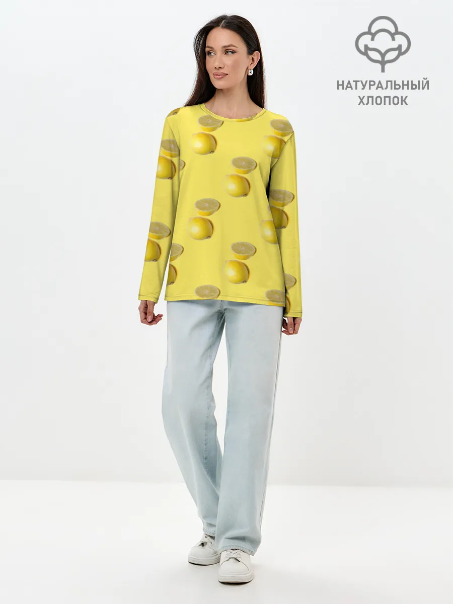 Лонгслив женский. Хлопок / Летние лимоны