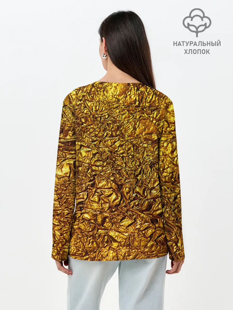 Лонгслив женский. Хлопок / Сусальное золото