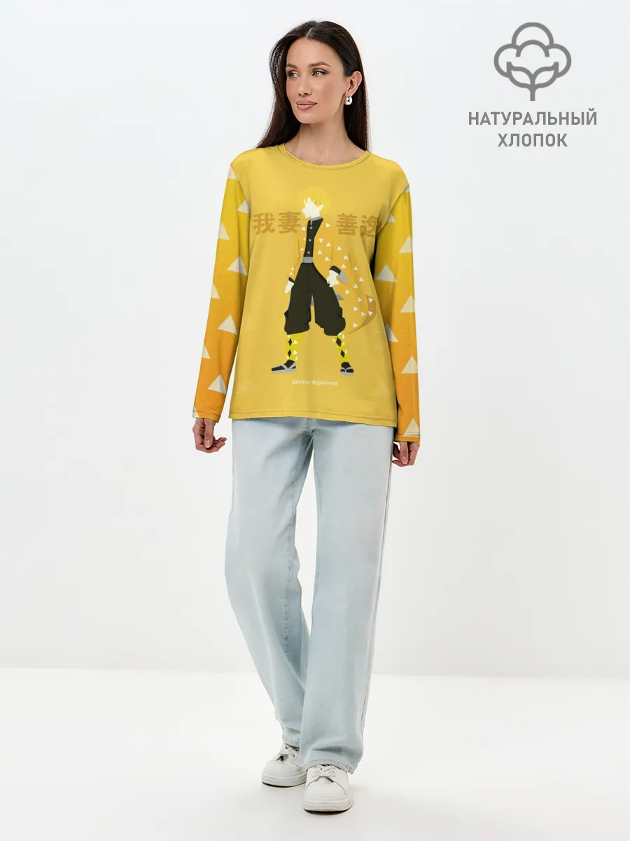 Лонгслив женский. Хлопок / Zenitsu Agatsuma Kimetsu no Yaiba