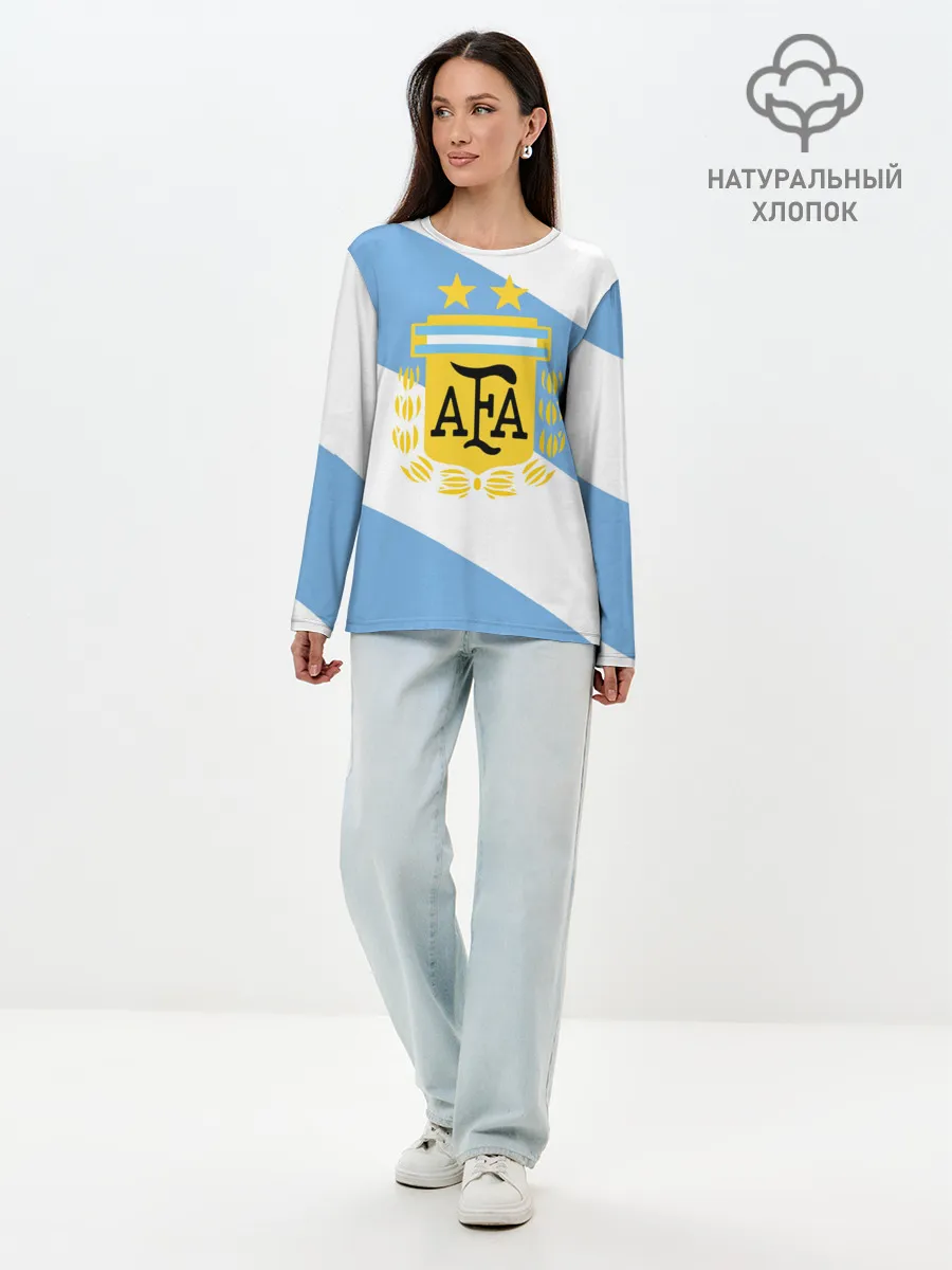 Лонгслив женский. Хлопок / Сборная Аргентины + спина