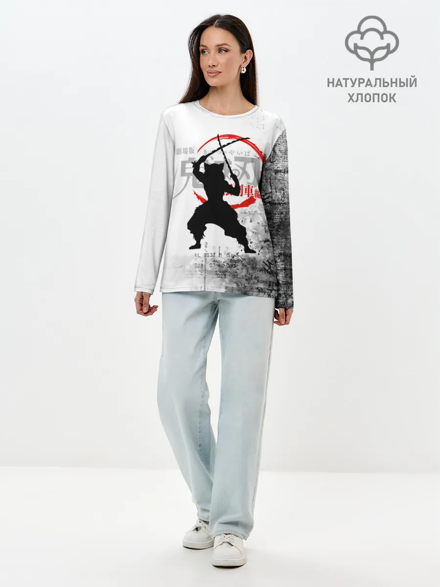 Лонгслив женский. Хлопок / Иноске Хашибира Kimetsu no Yaiba