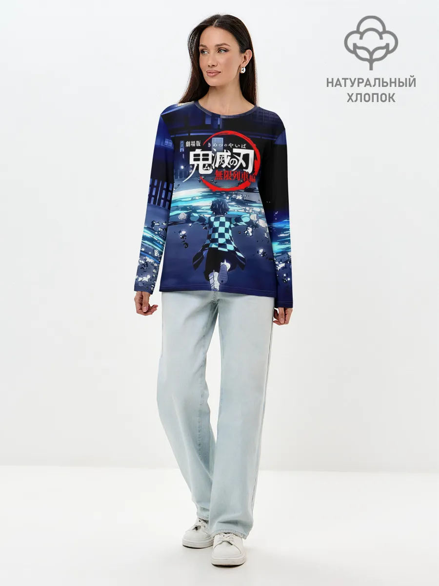 Лонгслив женский. Хлопок / Танджиро | Клинок, рассекающий демонов
