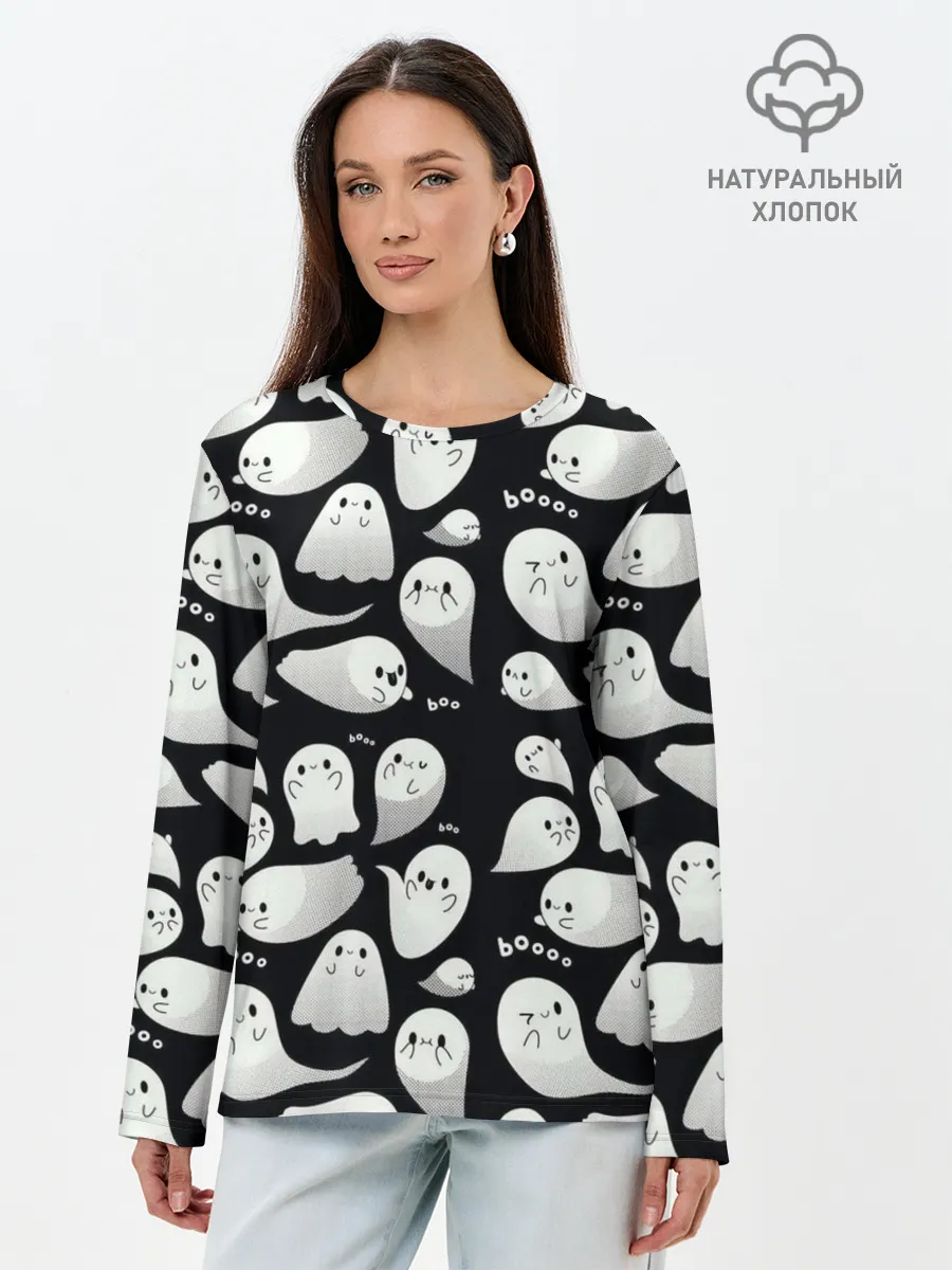 Лонгслив женский. Хлопок / Boo | Привидения