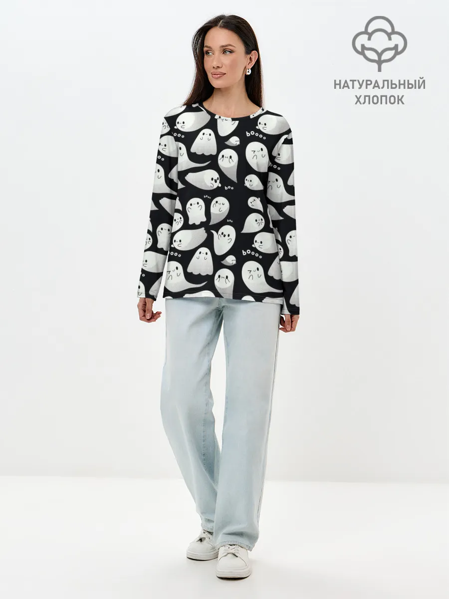 Лонгслив женский. Хлопок / Boo | Привидения