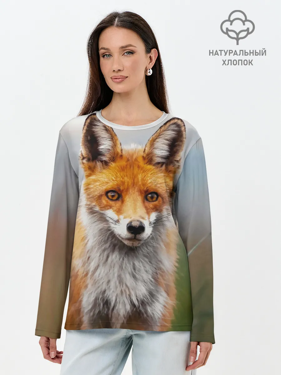 Лонгслив женский. Хлопок / рыжая лисица