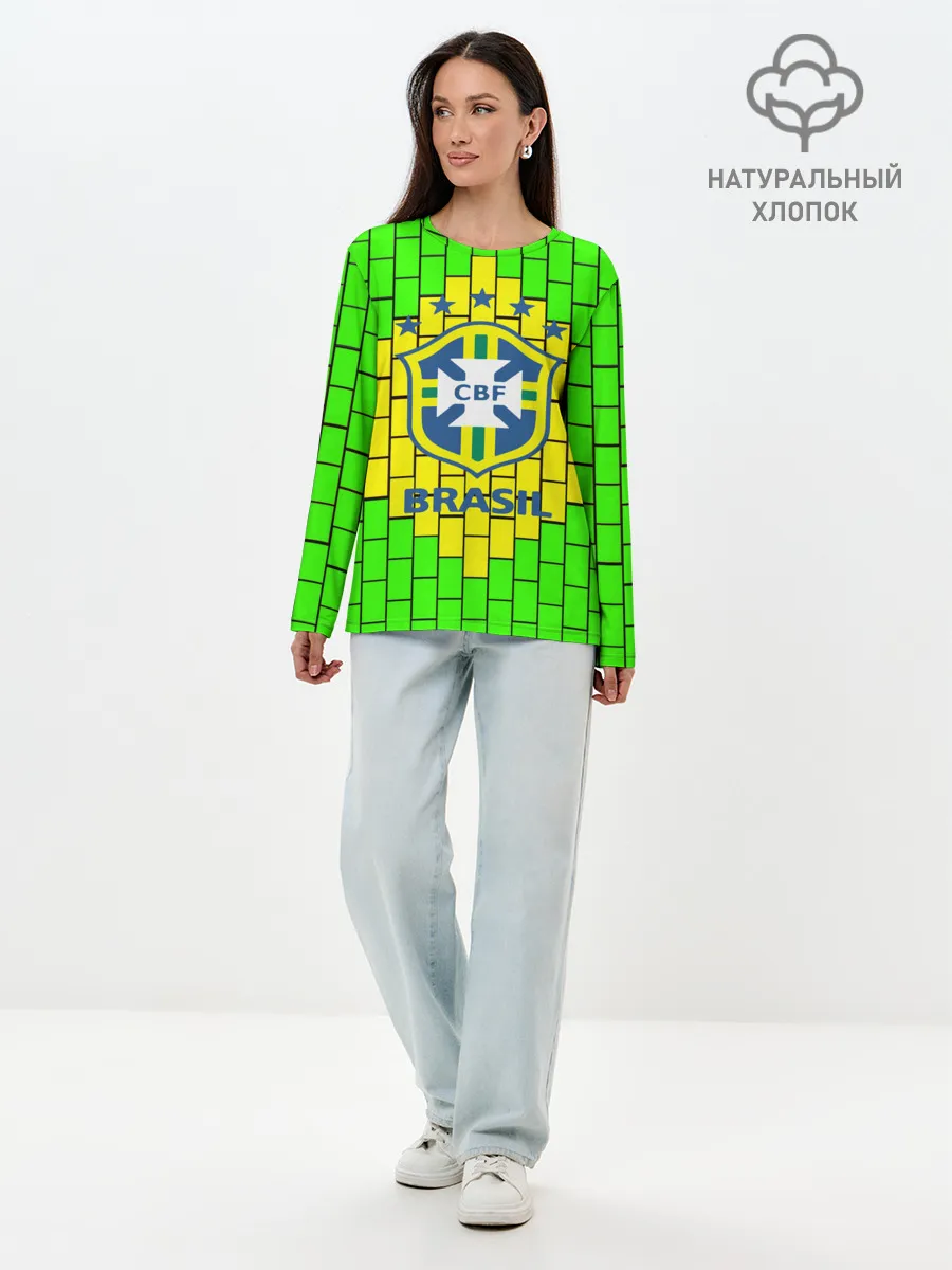 Лонгслив женский. Хлопок / Сборная Бразилии