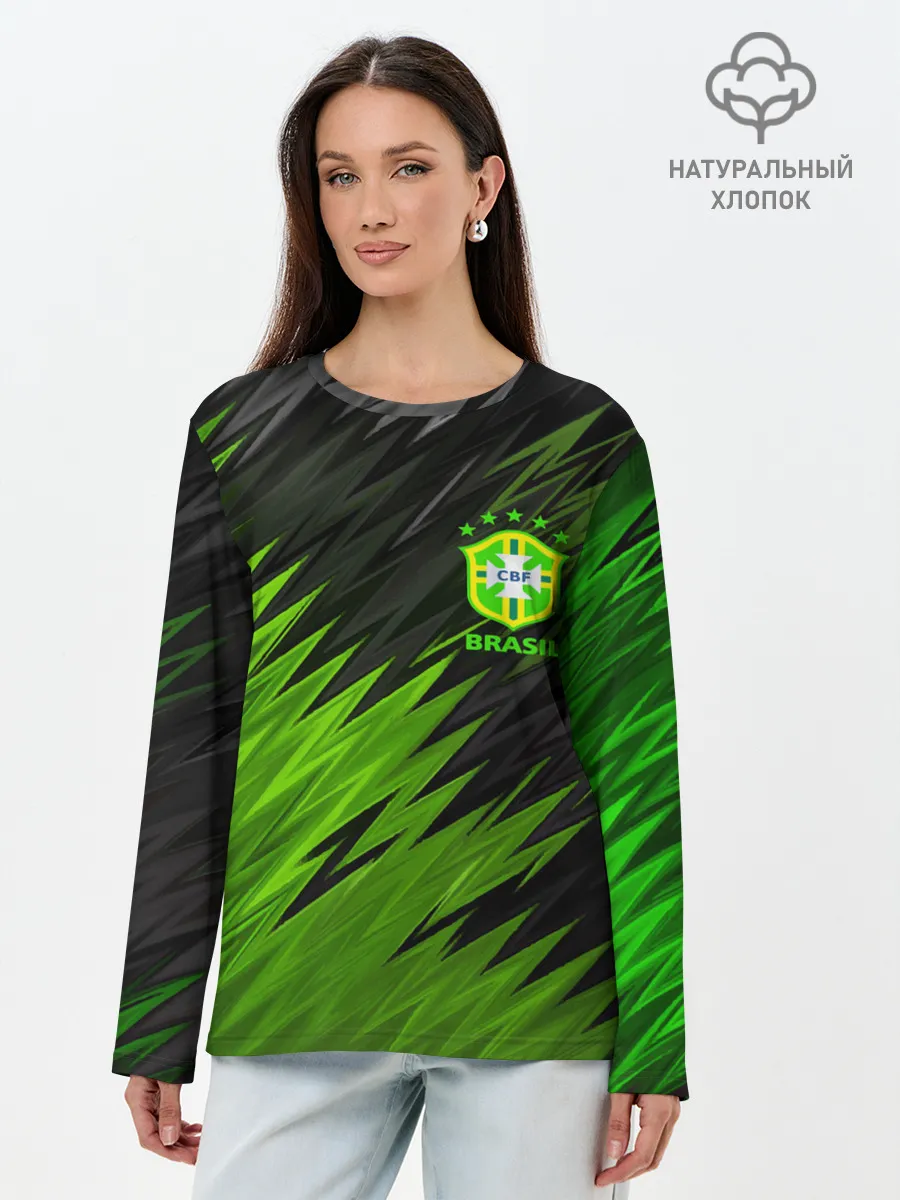 Лонгслив женский. Хлопок / Сборная Бразилии