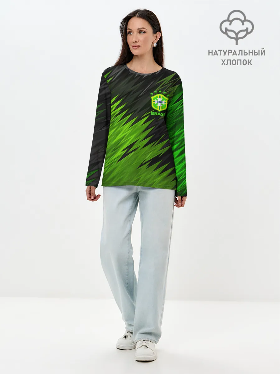Лонгслив женский. Хлопок / Сборная Бразилии