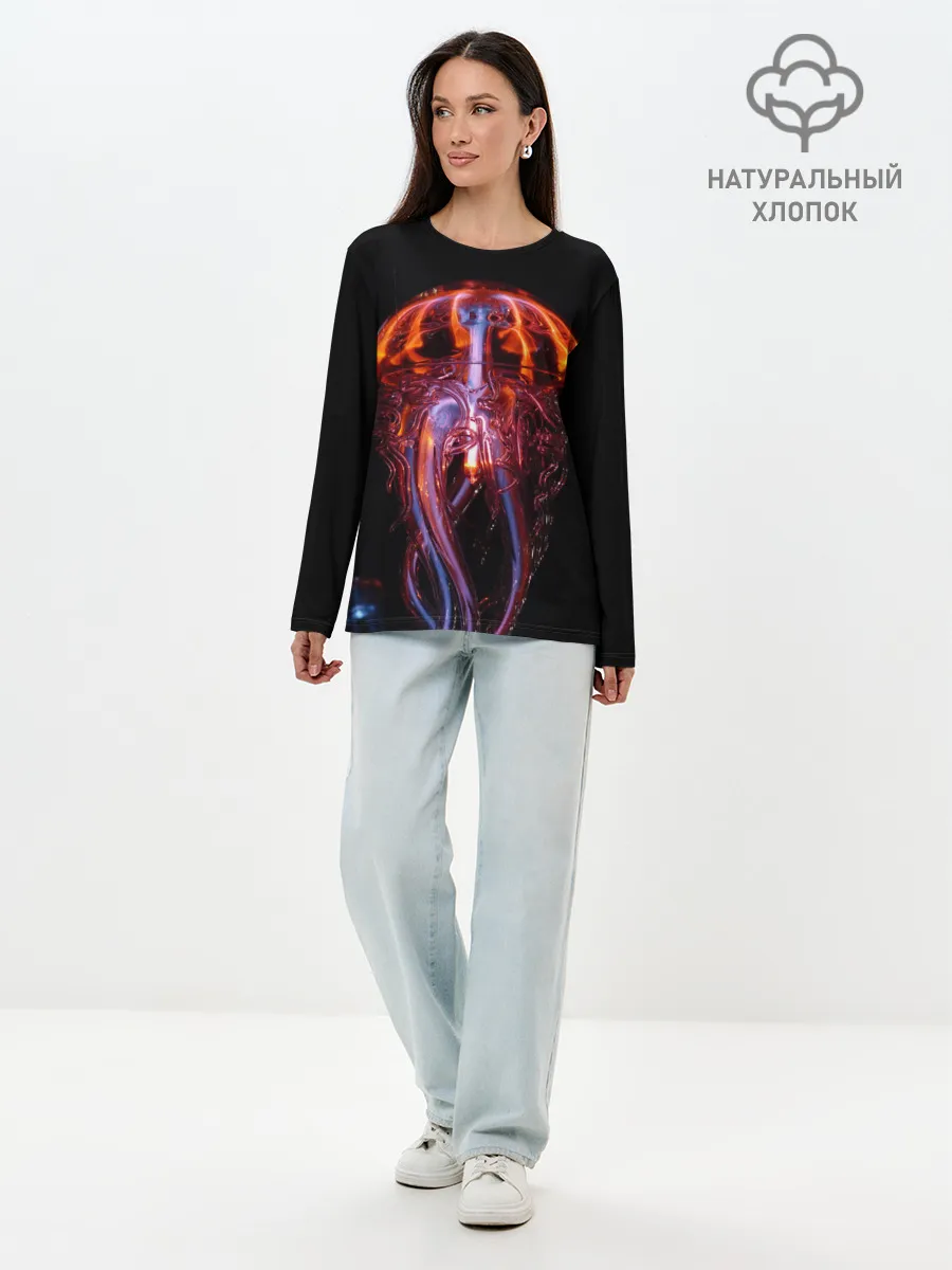 Лонгслив женский. Хлопок / Медуза | Jellyfish
