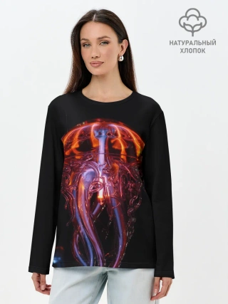 Лонгслив женский. Хлопок / Медуза | Jellyfish