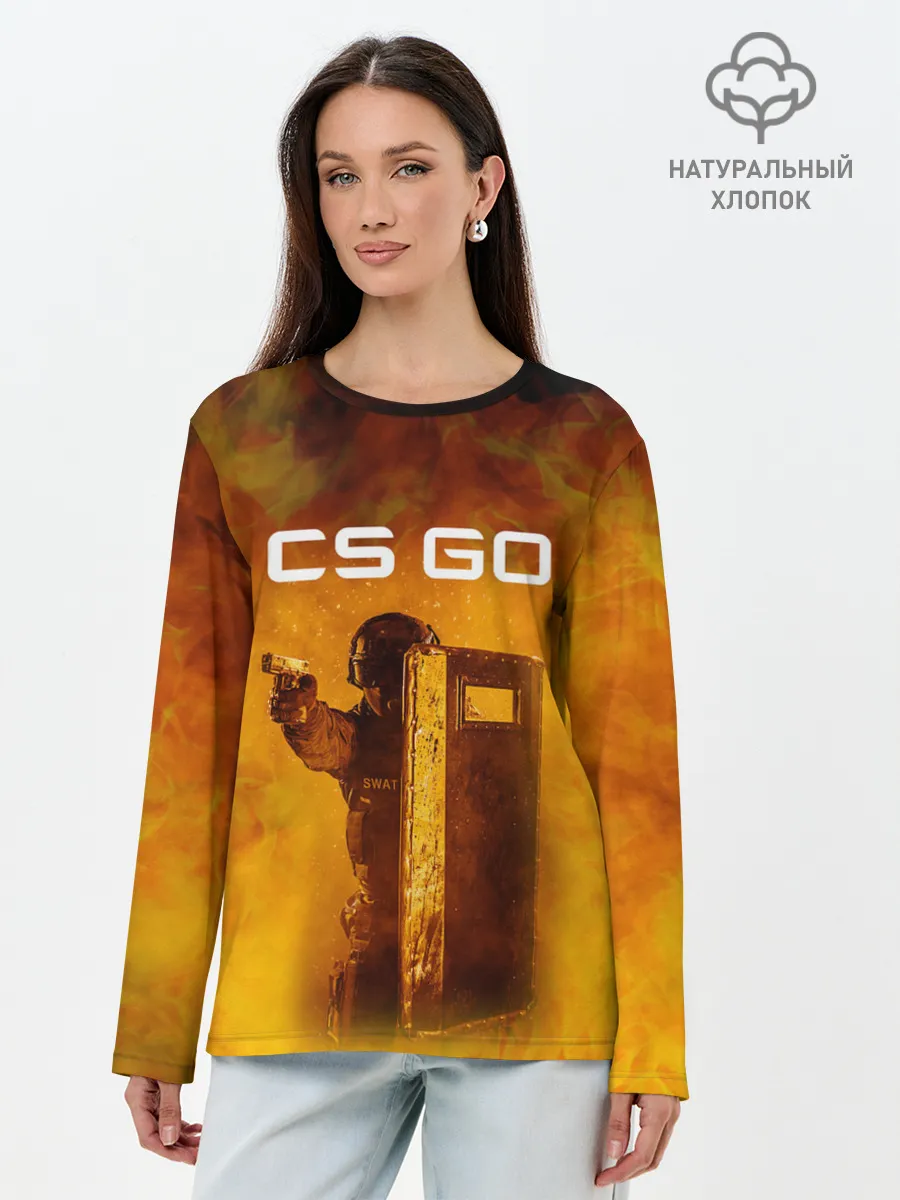 Лонгслив женский. Хлопок / CS GO SWAT | КС ГО