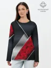 Лонгслив женский. Хлопок / 3D BLACK AND RED METAL