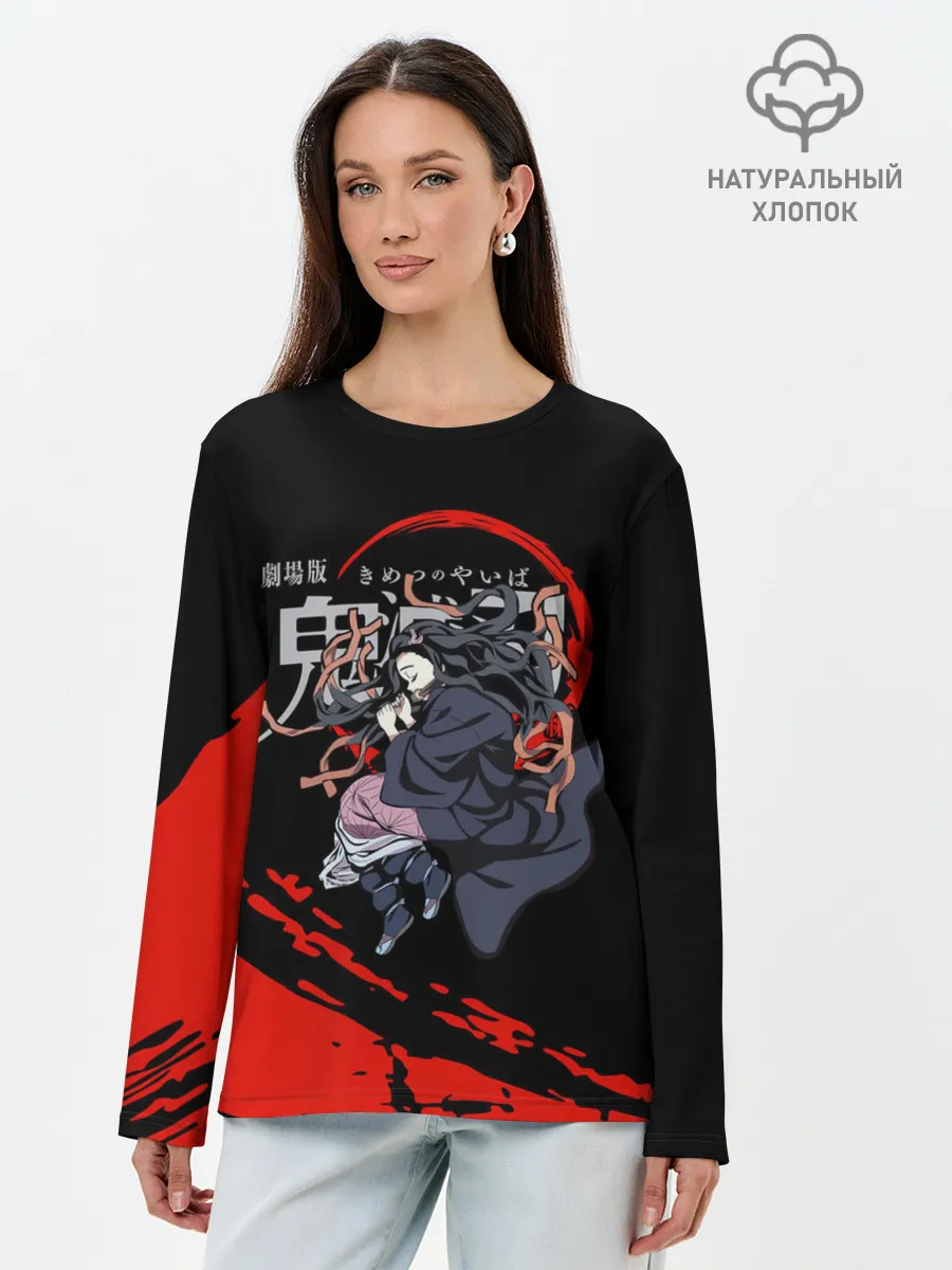 Лонгслив женский. Хлопок / Незуко Камадо Kimetsu no Yaiba