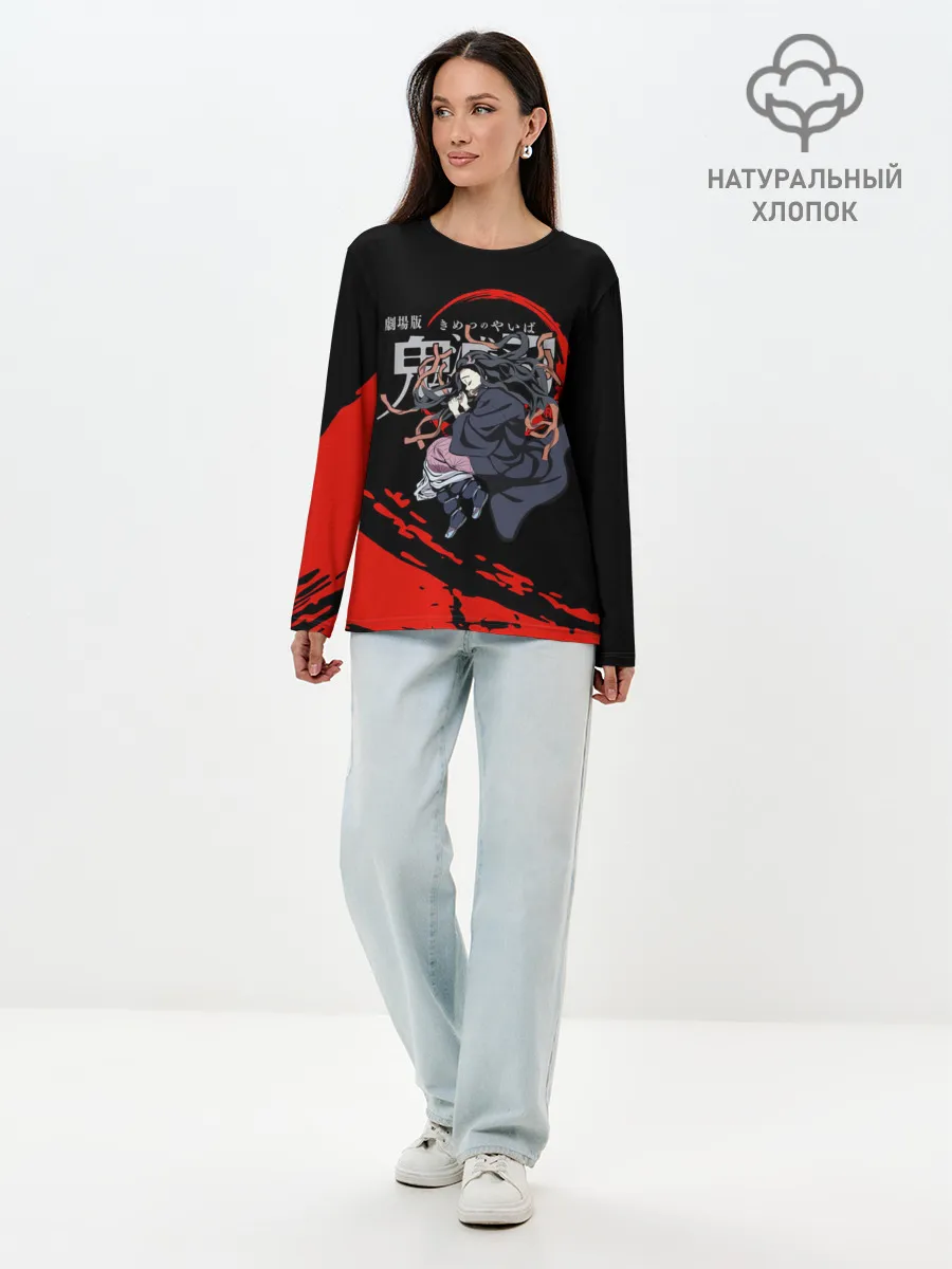 Лонгслив женский. Хлопок / Незуко Камадо Kimetsu no Yaiba