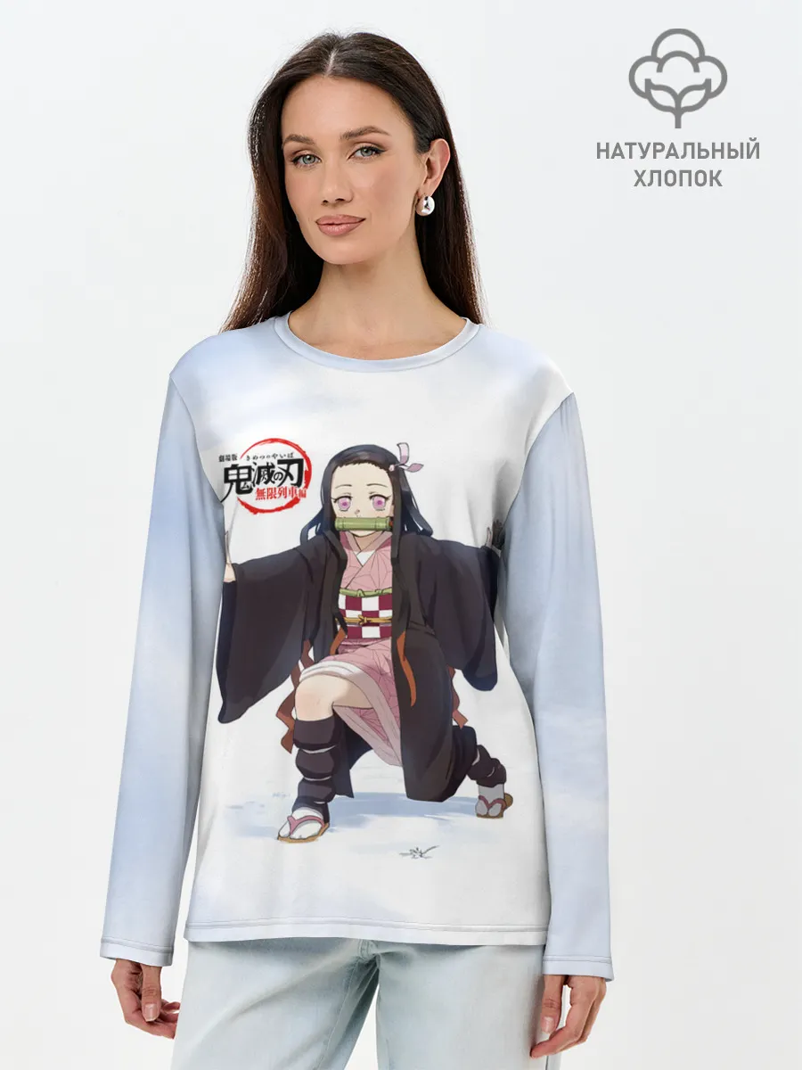 Лонгслив женский. Хлопок / Nezuko Kamado Kimetsu no Yaiba